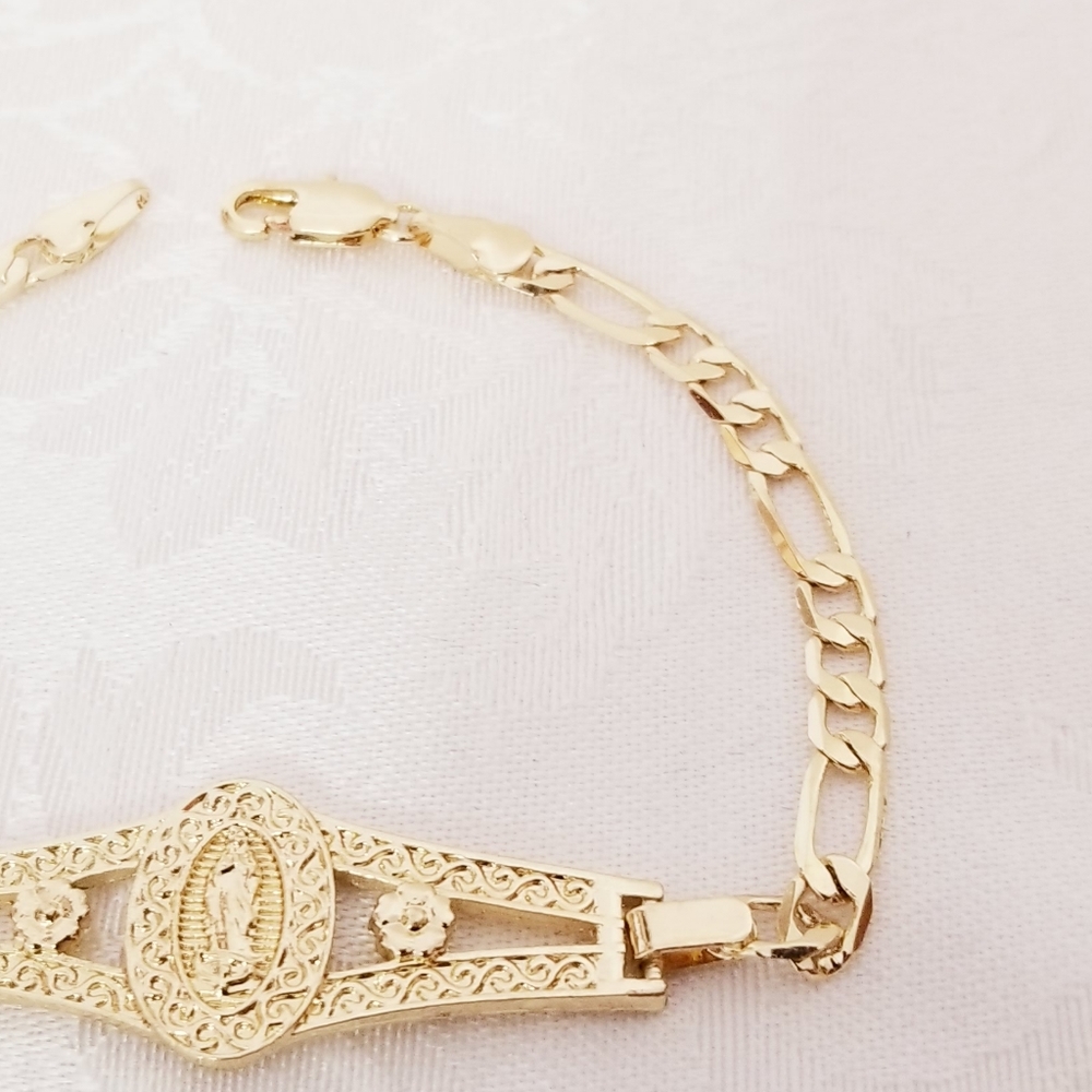 14K Gold Plated Guadalupe Small Wrist Women's Bracelet. New - Picture 5 of 5